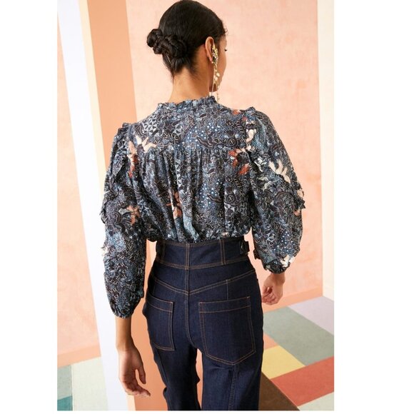 Ulla Johnson Azul Print Manet Blouse - Picture 3 of 12
